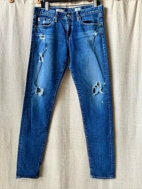 The Nikki relaxed skinny Adriano Goldschmied AG destructed blue jeans 29R